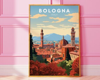 Bologna Italy Travel Poster, Minimalist City Art (Digital Download)