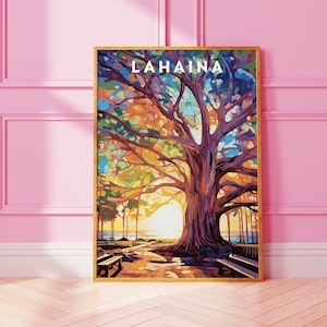 Lahaina Hawaii Travel Print Lahaina Wall Decor Hawaii Illustration Lahaina Maui Travel Poster Lahaina Hawaii Gift Hawaii Home Decor