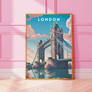 LONDON Tower Bridge Poster Wall Art Print UK Wall Art London Travel Poster Minimalist Digital Download Art Tower Bridge Print London Print