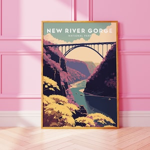 NEW RIVER GORGE National Park Poster New River Gorge Print Minimalist Digital Wall Artwork New River Gorge Art New River Gorge Poster