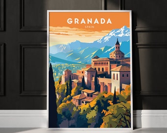 Reisposter Granada Spanje, minimalistische Spaanse kunst (digitale download)