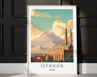 Isfahan Travel Poster, Iran Illustration Art Print (Digital Download)