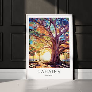 Lahaina Hawaii Travel Print Lahaina Wall Decor Hawaii Illustration Lahaina Maui Travel Poster Lahaina Hawaii Gift Hawaii Home Decor