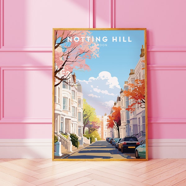 Notting Hill Travel Print Wall Art Notting Hill Wall Hanging Home Decor London Gift Art Lovers Notting Hill Art Lover Gift London Artwork