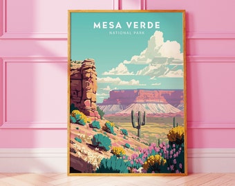 Mesa Verde National Park Poster, Minimalist Travel Art (Digital Download)