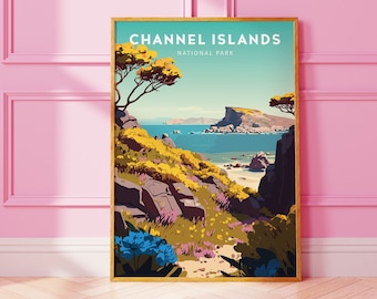チャンネル諸島国立公園ポスター、ミニマルなウォールアート（デジタルダウンロード）