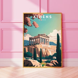 ATHEN Reise-Druck, Athen-Plakat, Athen-Druck, sofortiger Download zum Ausdrucken, minimalistische digitale Wandkunst, Athen-Affiche, Athen-Kunst
