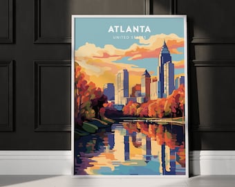 Atlanta Georgia Skyline Art Print, Modern Travel Poster (Digital Download)