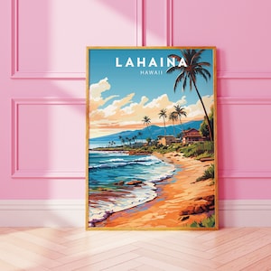 Lahaina Hawaii Travel Print Lahaina Wall Decor Hawaii Illustration Lahaina Maui Travel Poster Lahaina Hawaii Gift Hawaii Home Decor