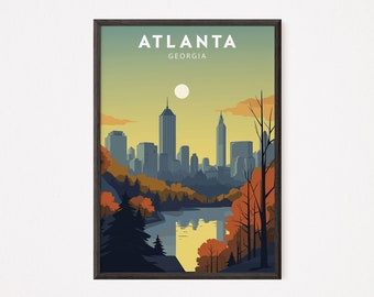 Atlanta Georgia Skyline Poster, Minimalist Travel Art (Digital Download)