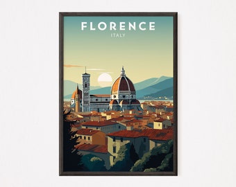Florenz Italien Kunstdruck, minimalistisches Reiseplakat (Digitaler Download)