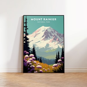 Mount Rainier Poster Wall Art Print | National Park Art | Travel Poster | Minimalist Digital Download Artwork | Gift Idea | Anniversary gift