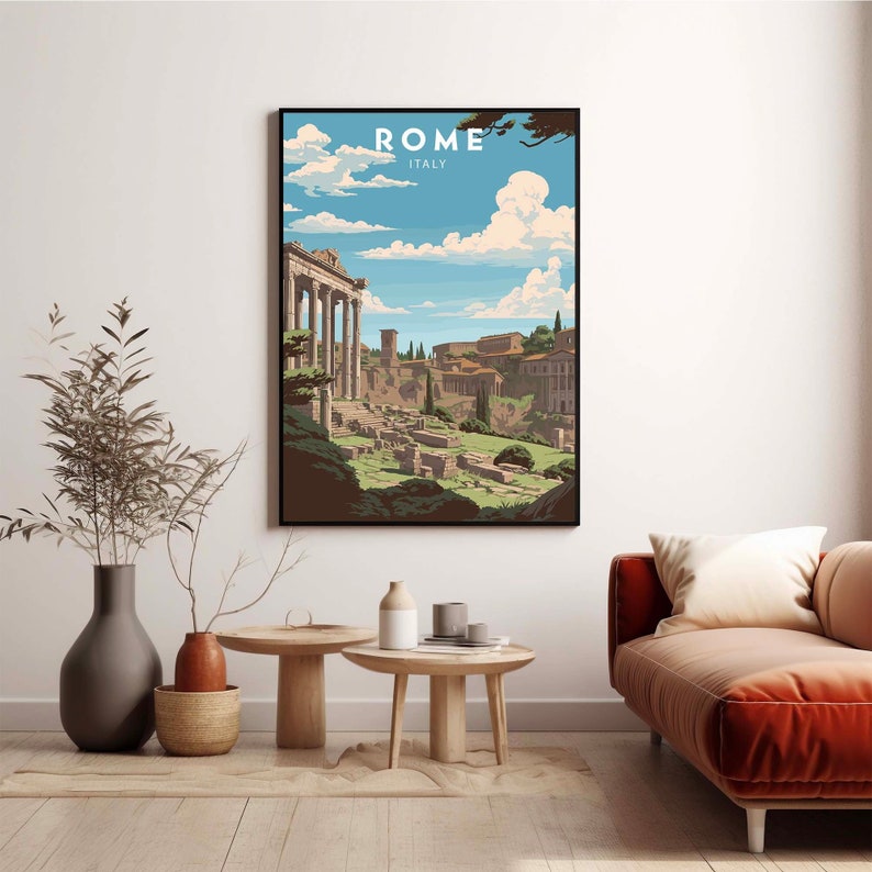 Stylized Rome Abstract Rome Italy Travel Poster | Minimalist Wall Art (digital Download) - Etsy