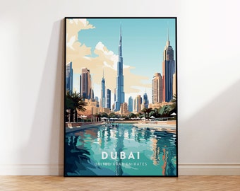 Dubai Travel Print Wall Art Dubai Wall Hanging Home Décor Dubai Gift Art Lovers Wall Art United Arab Emirates Travel Print Dubai Wall Art