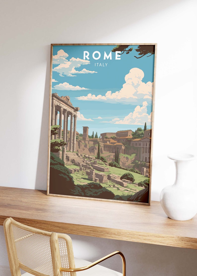 Stylized Rome Abstract Rome Italy Travel Poster | Minimalist Wall Art (digital Download) - Etsy