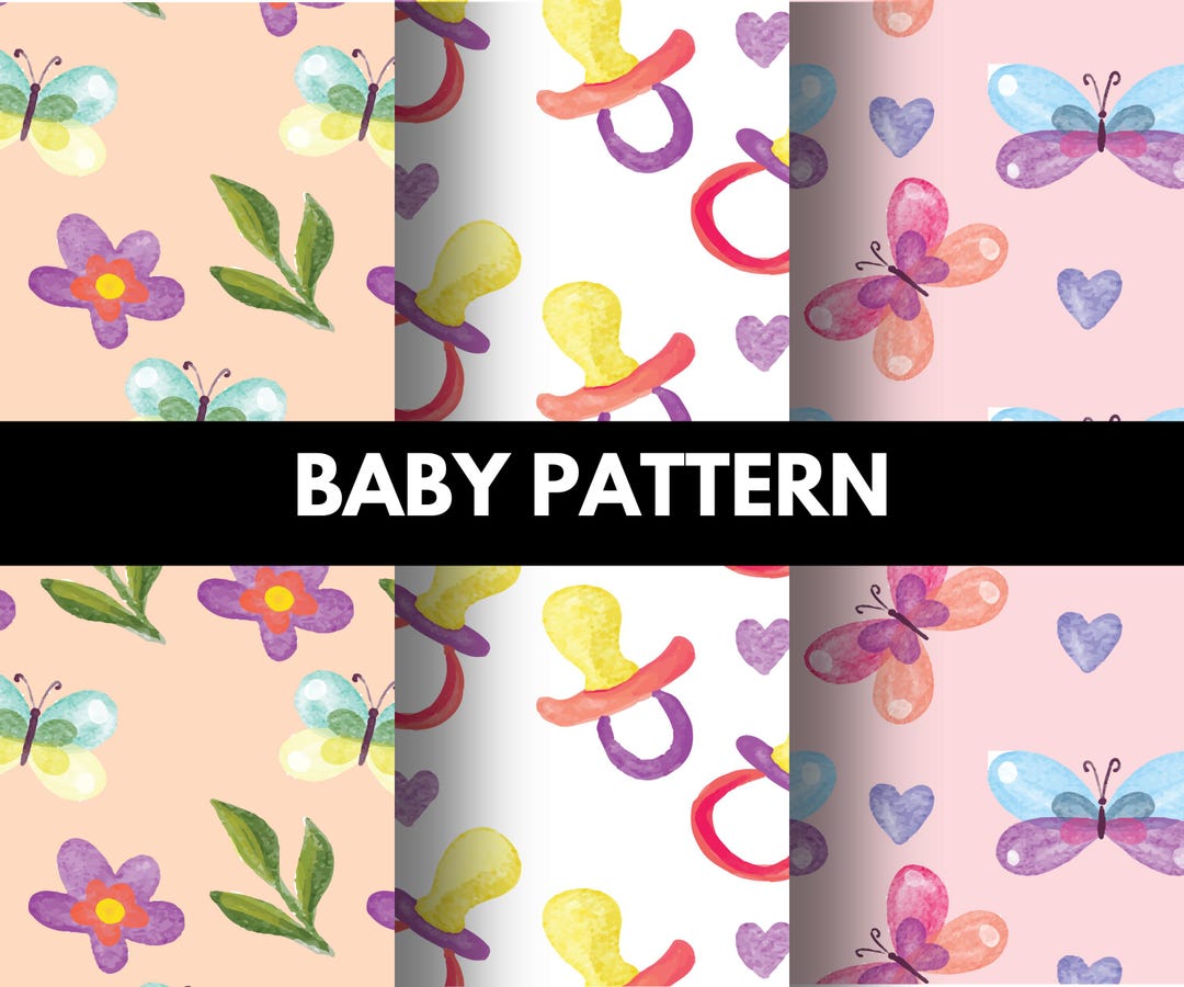 Pattern Paper Baby Baby Patterns Nursery Digital Paper Pack Cute Seamless Patterns for ...