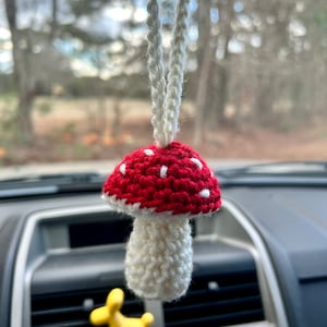 Crochet Mushroom Car Charm