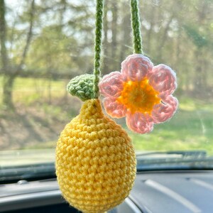 Crochet Lemon Car Charm
