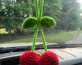 Crochet Cherry Car Charm