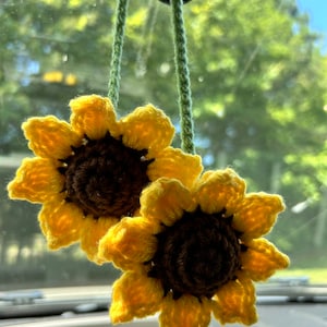 Crochet Double Sunflower Car Charm