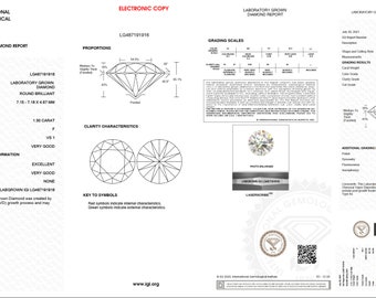 IGI Certified 1.50CT Round Brilliant CUT F VS1 Lab Grown Diamond