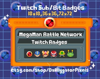 Megaman Battle Network Legacy Collection Pixel Sub Badges/Badges Bit pour Twitch | Pixel art prédéfini pour votre chaîne de streaming