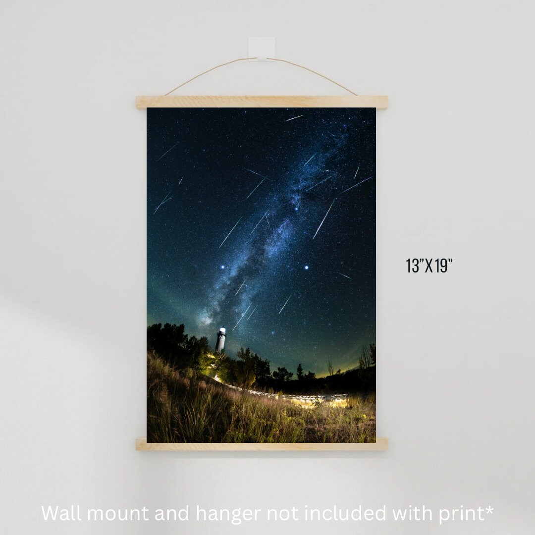 Perseid Meteor Shower 13x19 Large Print Lake Michigan Wall Etsy
