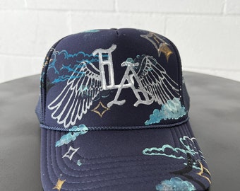 Custom Painted Hats Logo Design Hats Trucker Hats Dad Caps Personalized for every size and style! One of a kind gift for men, women, kids!