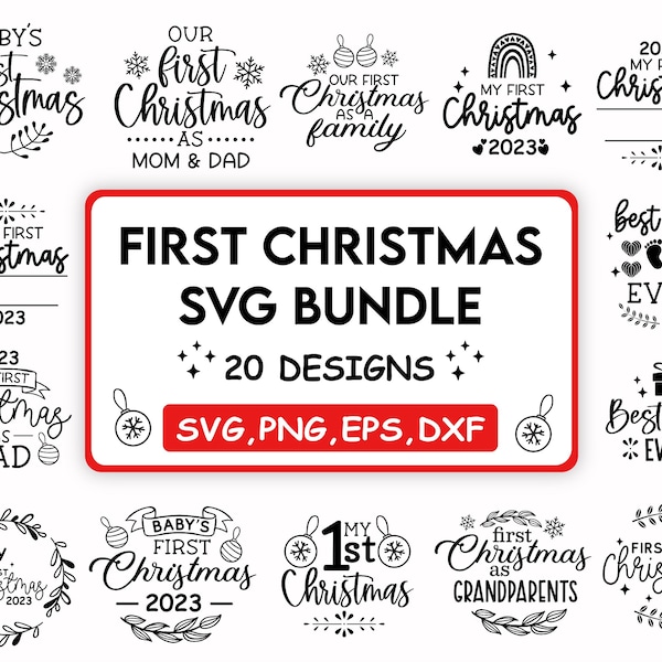 Baby's First Christmas Ornament Svg Bundle My First Christmas Svg Baby First Christmas 2023 Ornaments Svg Bundle Dxf PngBlack Friday