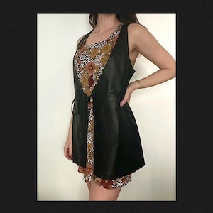 cactus leather dresses Black Faux Leather Sleeveless Skater Dress
