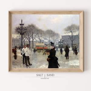 Vintage Winter Cityscape Painting l Vintage European Wall Art l Victorian Antique Art l Moody Portrait Print l Neutral Wall Art PRINTABLE