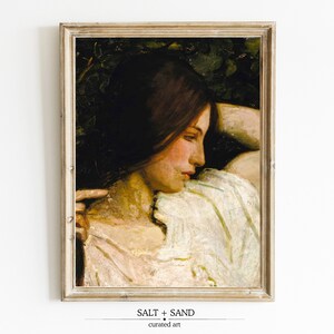 Vintage Woman Portrait Print, Dark Academia Art (Digital Download)