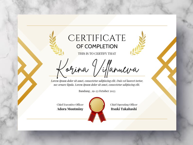 Certificate of Completion Template Editable Certificate of Completion