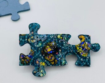 Jigsaw Puzzle Piece Pin Brooch Badge Upcycled Recycled Handmade Geek Jewellery Heye Terrific Treasures