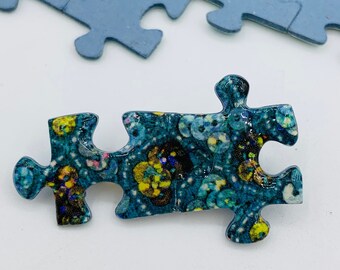 Jigsaw Puzzle Piece Pin Brooch Badge Upcycled Recycled Handmade Geek Jewellery Heye Terrific Treasures