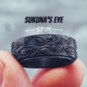 Jujutsu Kaisen Sukuna Spinner Ring | Gold Fidget Anxiety Relief | Unique Anime Jewelry Gift | Spinner Anxiety Ring