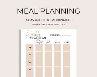 Meal Planner, Weekly Meal Planner, Shopping List, Meal Prep, Weekly Meal Plan, Meal Plan Printable, Meal Tracker, Planner, Meal Planning