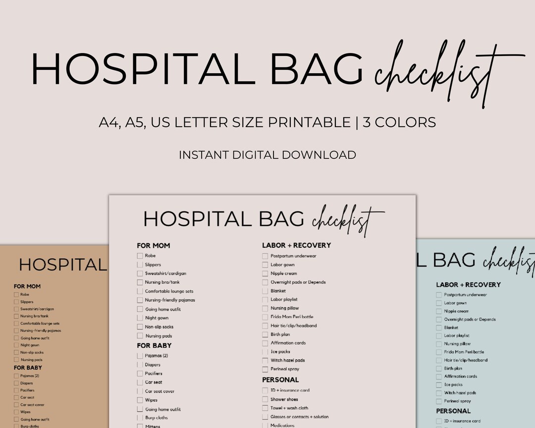 Hospital Bag Checklist, Hospital Bag, Baby Essentials, Baby Bag