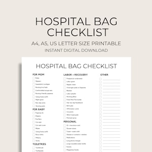 Minimal Hospital Bag Checklist, Hospital Bag, Baby Essentials, Baby Bag Essentials, Labor Essentials, Birth Essentials, Labor and Delivery