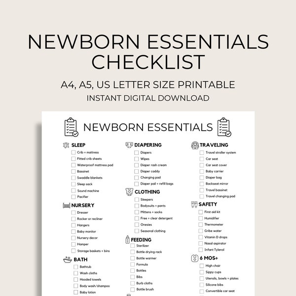 Minimalist Newborn Essentials Checklist, Baby Essentials, Baby Registry Checklist, New Mom Checklist, New Baby Essentials, New Mom Planner