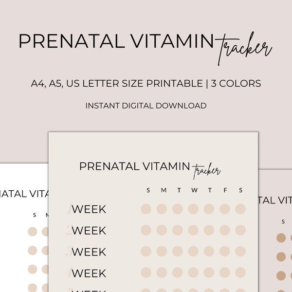 Prenatal Vitamin Tracker, Habit Tracker, Daily Vitamin Log, Prenatal Vitamins, Pregnancy Tracker, Pregnancy Planner, Pregnancy Printable