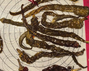 Dried South Louisiana grown Iberia Cayenne Peppers-Green