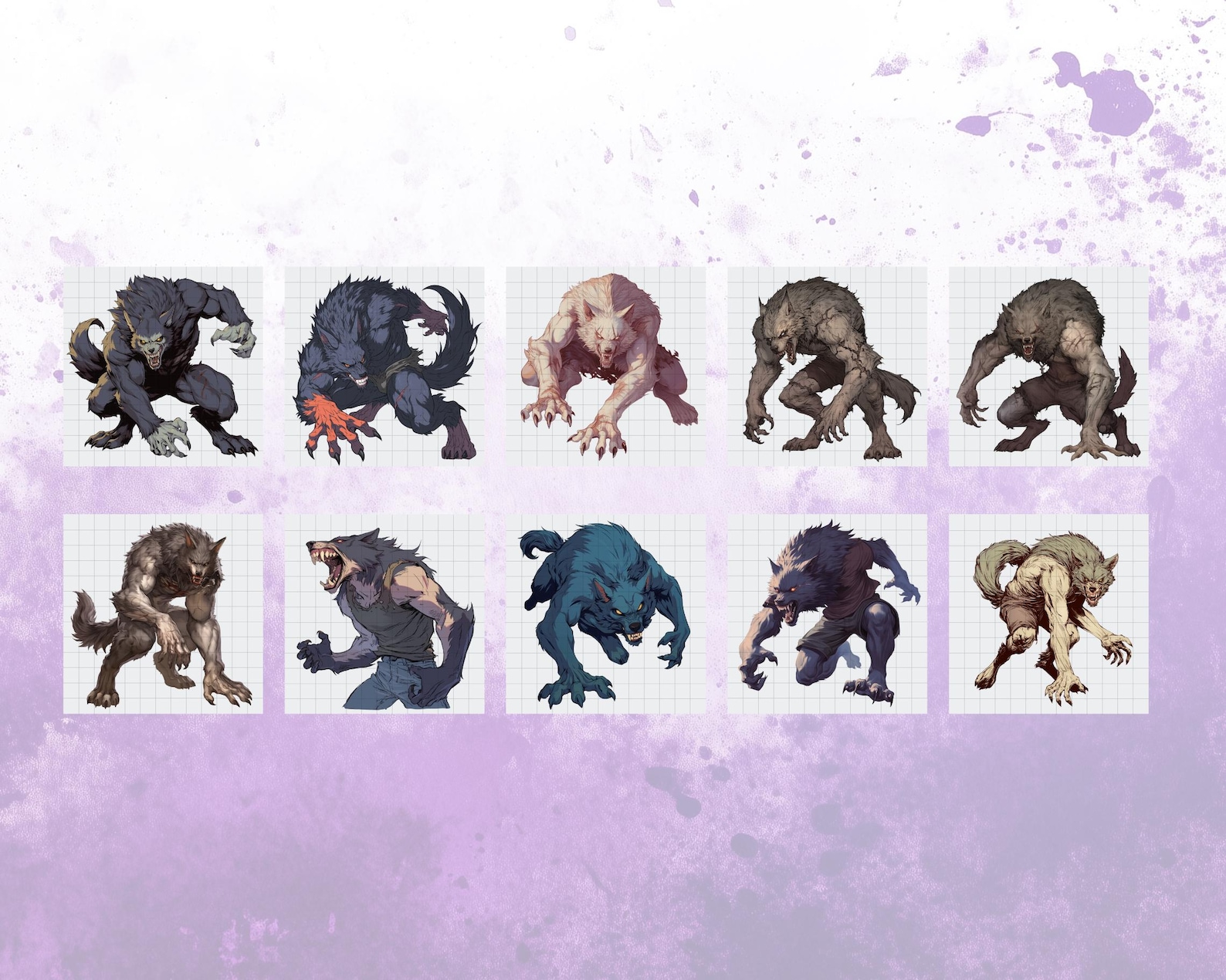 Werewolf Monster Pack 1 Clipart | Set of 25 300 DPI Files Digital ...