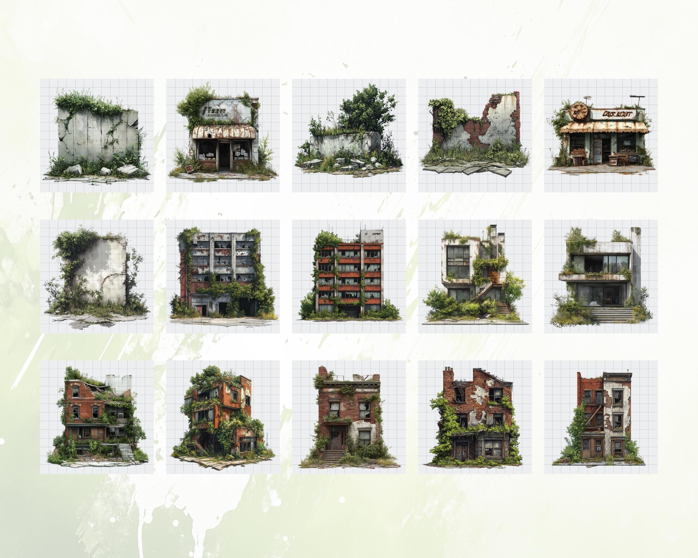 Apocalypse Building Pack Clipart | Set of 30 PNG Files Digital Download ...