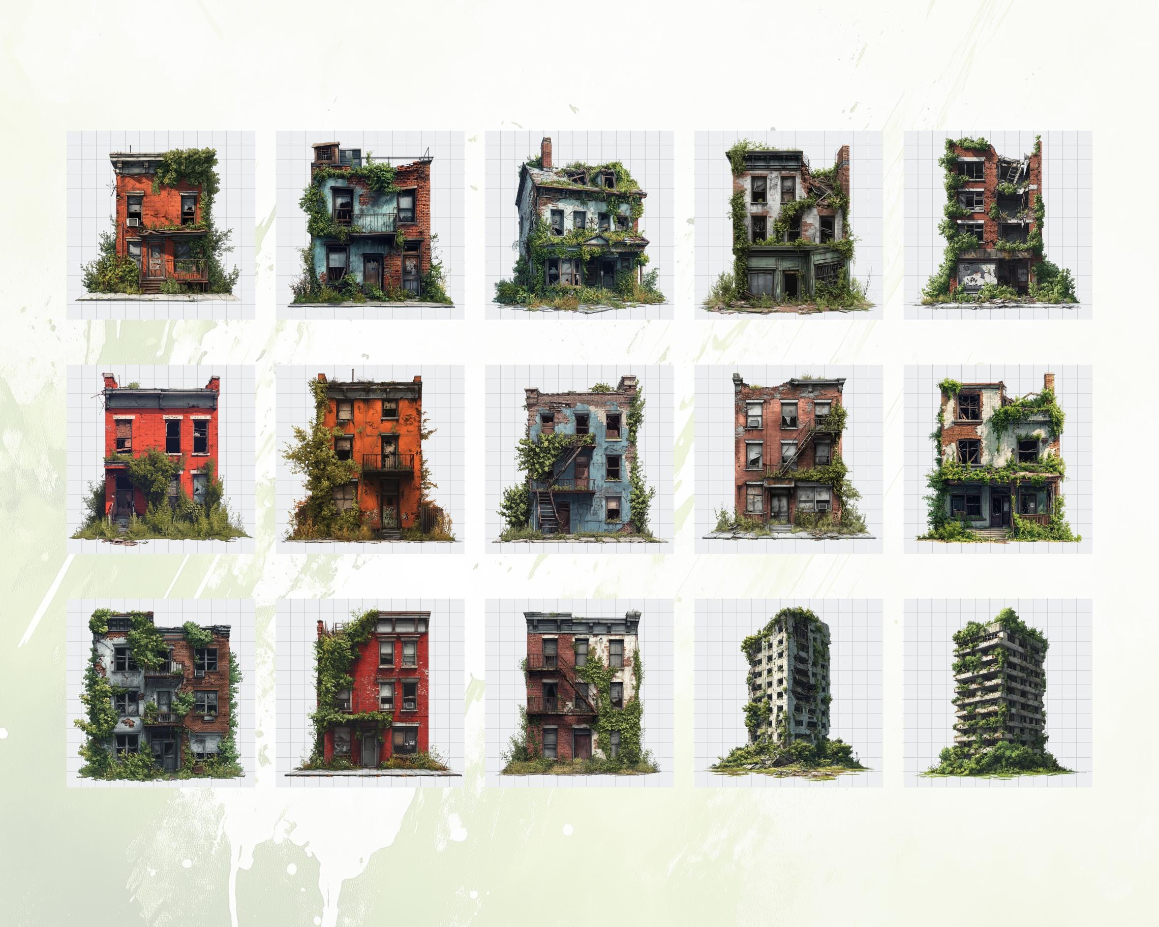 Apocalypse Building Pack Clipart | Set of 30 PNG Files Digital Download ...