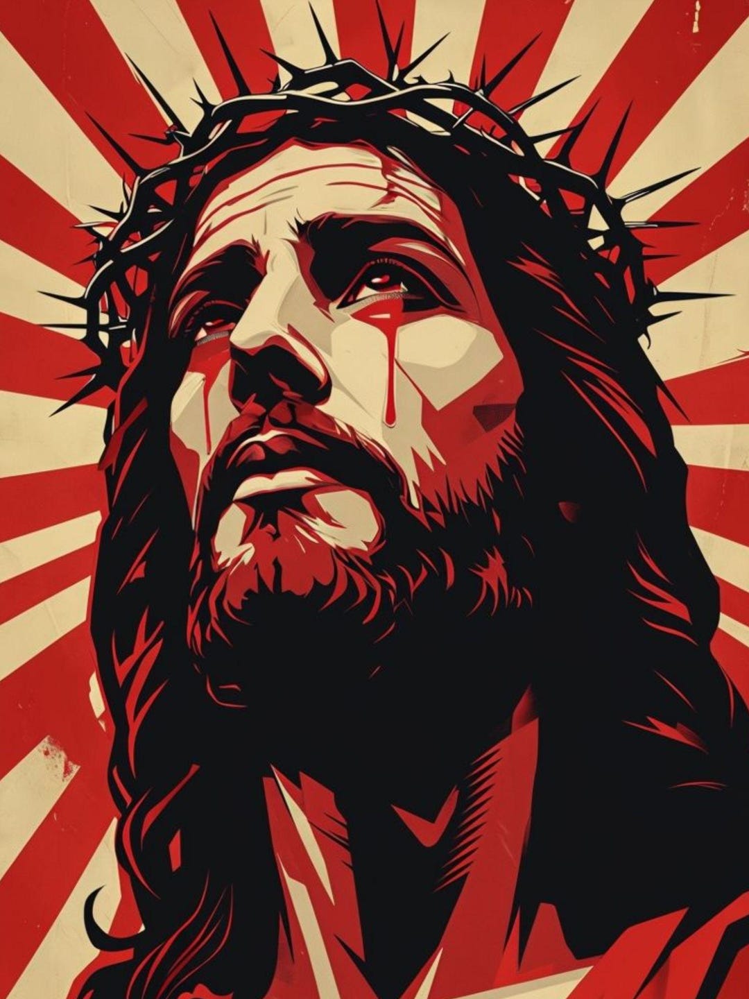 Jesus Red Color Red Jesus Print - Etsy