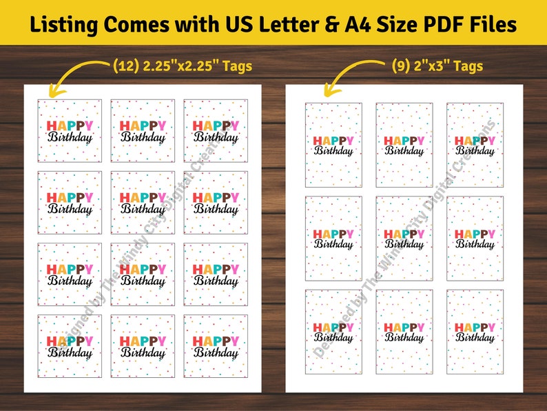 Happy Birthday Gift Tags Printable Birthday Gift Tag Square - Etsy