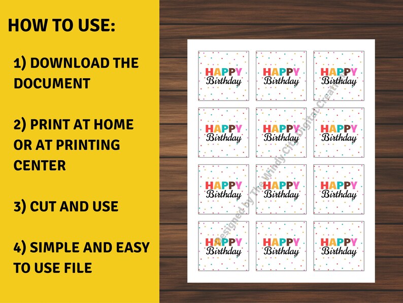 Happy Birthday Gift Tags, Printable Birthday Gift Tag, Square
