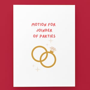 Carte de requête en jonction de parties | Carte de mariage Law Pun | Carte de proposition d'étudiant en droit | Carte de fiançailles avocat Pun