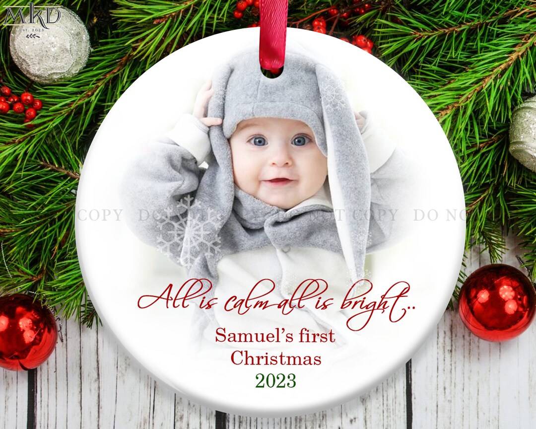 Baby's First Christmas Personalized Ornament Custom Photo Etsy